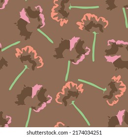 seamless hand drawn cute multicolour flowers pattern background , greeting card or fabric