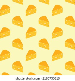 Seamless hand drawn cute orange and yellow cheese pattern vector isolated on yellow background. Design for wrapping paper, tablecloth, gift paper, background, wallpaper and decor.