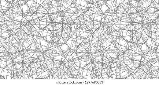 Seamless hand drawn dinamic scrawls. Background with waves. Chaos wallpaper. Chaotic pattern. Tangled texture with lines. Line art. Image for banners, posters, flyers and textiles