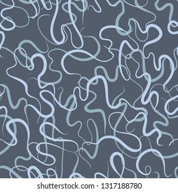 Seamless hand drawn dinamic scrawls. Background with lines and waves. Line art.Chaos pattern. Chaotic background. Tangled texture with lines. 