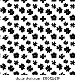 Seamless Hand Drawn Ditsy Flowers Pattern Isolated Background