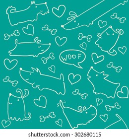 seamless hand drawn dog pattern