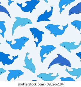 Seamless hand drawn dolphin pattern