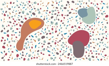 SEAMLESS HAND DRAWN DOODLE BLOB SHAPES PATTERN TEXTURE COLORFUL TEMPLATE ABSTRACT BACKGROUND TRENDY DESIGN VECTOR