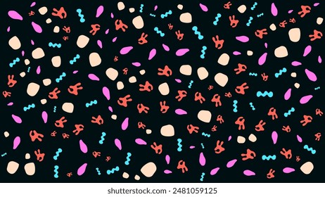 NAHTLOSE HANDGEZEICHNETE DOODLE BLOB FORMEN MUSTER TEXTUR BUNTE VORLAGE ABSTRAKTER HINTERGRUND TRENDY DESIGN VEKTORGRAFIK