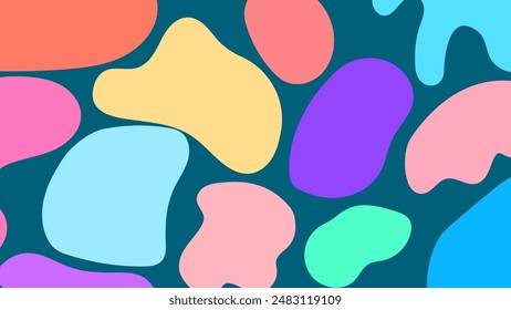 SEAMLESS HAND DRAWN DOODLE BLOB SHAPES PATTERN TEXTURE COLORFUL TEMPLATE ABSTRACT BACKGROUND TRENDY DESIGN VECTOR