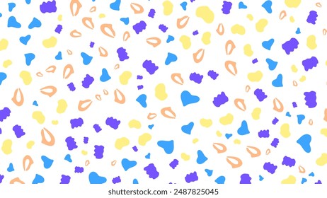 SEAMLESS HAND DRAWN DOODLE BLOB SHAPES PATTERN TEXTURE COLORFUL TEMPLATE ABSTRACT BACKGROUND TRENDY DESIGN VECTOR