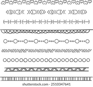 Seamless hand drawn doodle border. Line ornament