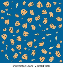SEAMLESS HAND DRAWN DOODLE CHEESE SHAPES PATTERN TEXTURE PASTEL ORANGE COLOR TEMPLATE ABSTRACT BACKGROUND TRENDY DESIGN VECTOR