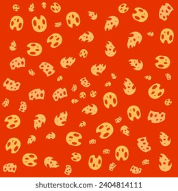 SEAMLESS HAND DRAWN DOODLE CHEESE SHAPES PATTERN TEXTURE PASTEL ORANGE COLOR TEMPLATE ABSTRACT BACKGROUND TRENDY DESIGN VECTOR