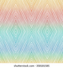 Seamless hand drawn doodle graphic pattern. Linear striped texture with blurred  gradient background . Made in vector