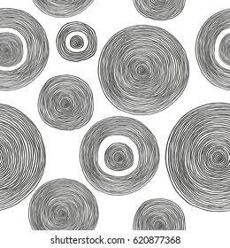 Seamless hand drawn doodle graphic pattern. Made in vector. Abstract circles