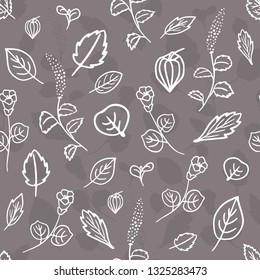 Seamless Hand Drawn Doodle Leafs Vector Illustration