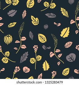 Seamless Hand Drawn Doodle Leafs Vector Illustration
