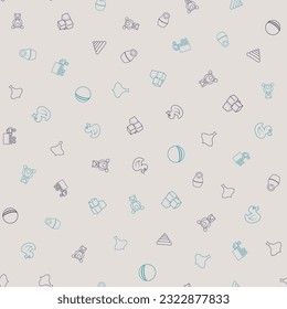 Seamless hand drawn doodle pattern with toys. Vector illustration for backgrounds, web design, design elements, textile prints, covers, greeting cards