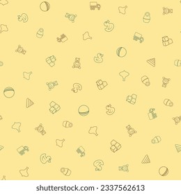 Seamless hand drawn doodle pattern with toys. Vector illustration for backgrounds, web design, design elements, textile prints, covers, greeting cards