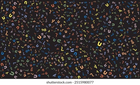 SEAMLESS HAND DRAWN DOODLE SHAPES PATTERN TEXTURE COLORFUL TEMPLATE ABSTRACT DARK BACKGROUND TRENDY DESIGN VECTOR