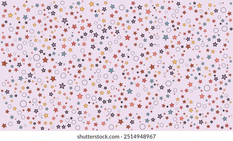 SEAMLESS HAND DRAWN DOODLE STAR SHAPES PATTERN TEXTURE COLORFUL TEMPLATE ABSTRACT BACKGROUND TRENDY DESIGN VECTOR