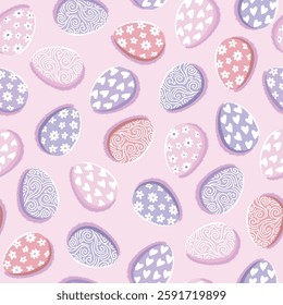SEAMLESS HAND DRAWN EASTER BUNNY EGG HOLIDAY RELIGION GIFTS WRAPPING PAPER PATTERN SWATCH