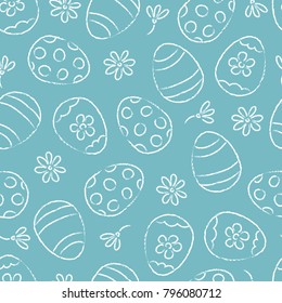 Seamless hand drawn Easter eggs pattern. 