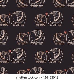 Seamless hand drawn elephant background.