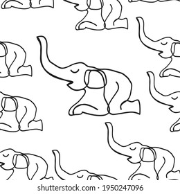 Seamless hand drawn elephant pattern   background design   vector eps.10