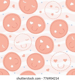 Seamless hand drawn emoticon pattern background