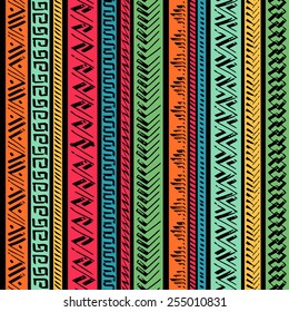 Seamless Hand Drawn Ethnic Pattern. Vector Illustration.