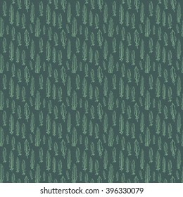 Seamless hand drawn feathers vector pattern