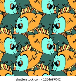 Seamless Hand drawn fish background. Vector illustration