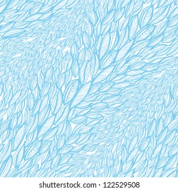 Seamless hand drawn floral background with flying leaves
