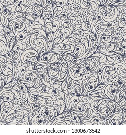 Seamless Hand drawn floral doodle background.  Pattern vector illustration.  Summer ornament. It can be used for wallpaper, printing on the packaging paper, textiles.