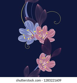 Seamless hand drawn floral pattern with clivia flowers. Vector illustration.