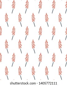 seamless hand drawn floral pattern on light background with red flowers