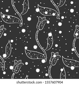 Seamless Hand Drawn Floral Pattern. Lovely Delicate Design. Repeating sweet design. Vector Illustration 
