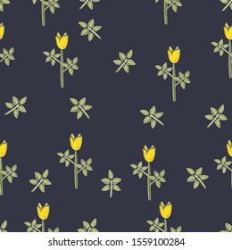 Seamless Hand Drawn Floral Pattern. Lovely Delicate Design. Repeating sweet design. Vector Illustration 