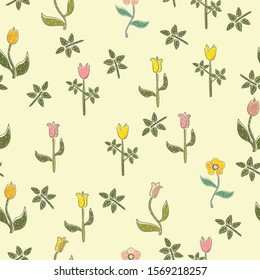 Seamless Hand Drawn Floral Pattern. Lovely Delicate Design. Repeating sweet design. Vector Illustration 