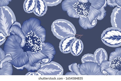 Diseño floral sin inconvenientes con flores de camelia. Ilustración vectorial. Elemento para el diseño.