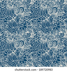 Seamless  hand drawn floral pattern. Seamless pattern can be used for wallpaper, pattern fills, web page background, surface texture. Vector illustration.