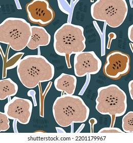 Seamless hand drawn floral pattern. Botanical textures. Great for fabric and textile. Vector Illustration