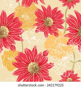 Seamless hand drawn Floral pattern 