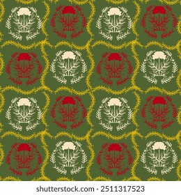 seamless hand drawn floral pattern, Modern colorful tropical floral pattern. Cute botanical abstract seamless pattern. Hand drawn unique print for fabric, clothing, wrapping paper, cover, rug
