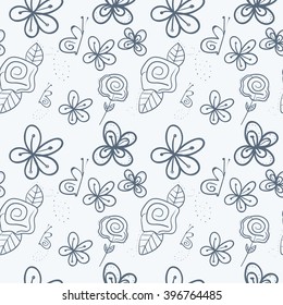 Seamless hand drawn floral pattern