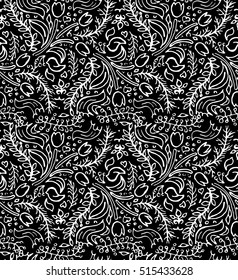 Seamless hand drawn floral pattern.