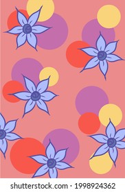 Flor dibujada a mano y patrón de círculo, papel pintado, fondo para la decoración ilustración vectorial 