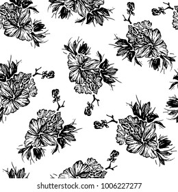 Seamless hand drawn  flower pattern. Vector illustration