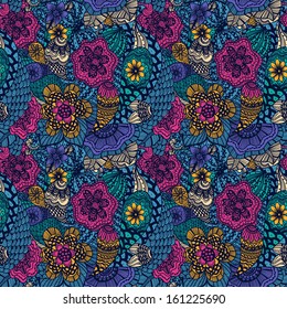 seamless hand drawn seamless flower pattern