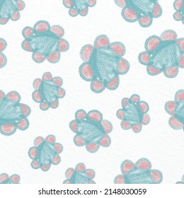 seamless hand drawn flower pattern on paper texture background, greeting card or fabric