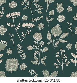  Seamless hand drawn flower pattern