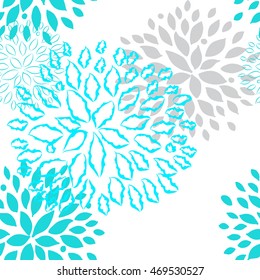Seamless Hand Drawn Flower Pattern. Spring or Summer Floral Background